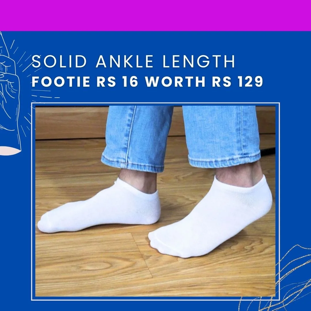 Solid Ankle Length Footie @ Rs 16 Worth Rs 129